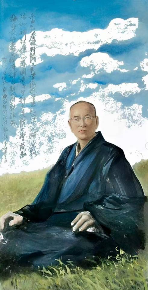 国画，资深佛教导师肖像
